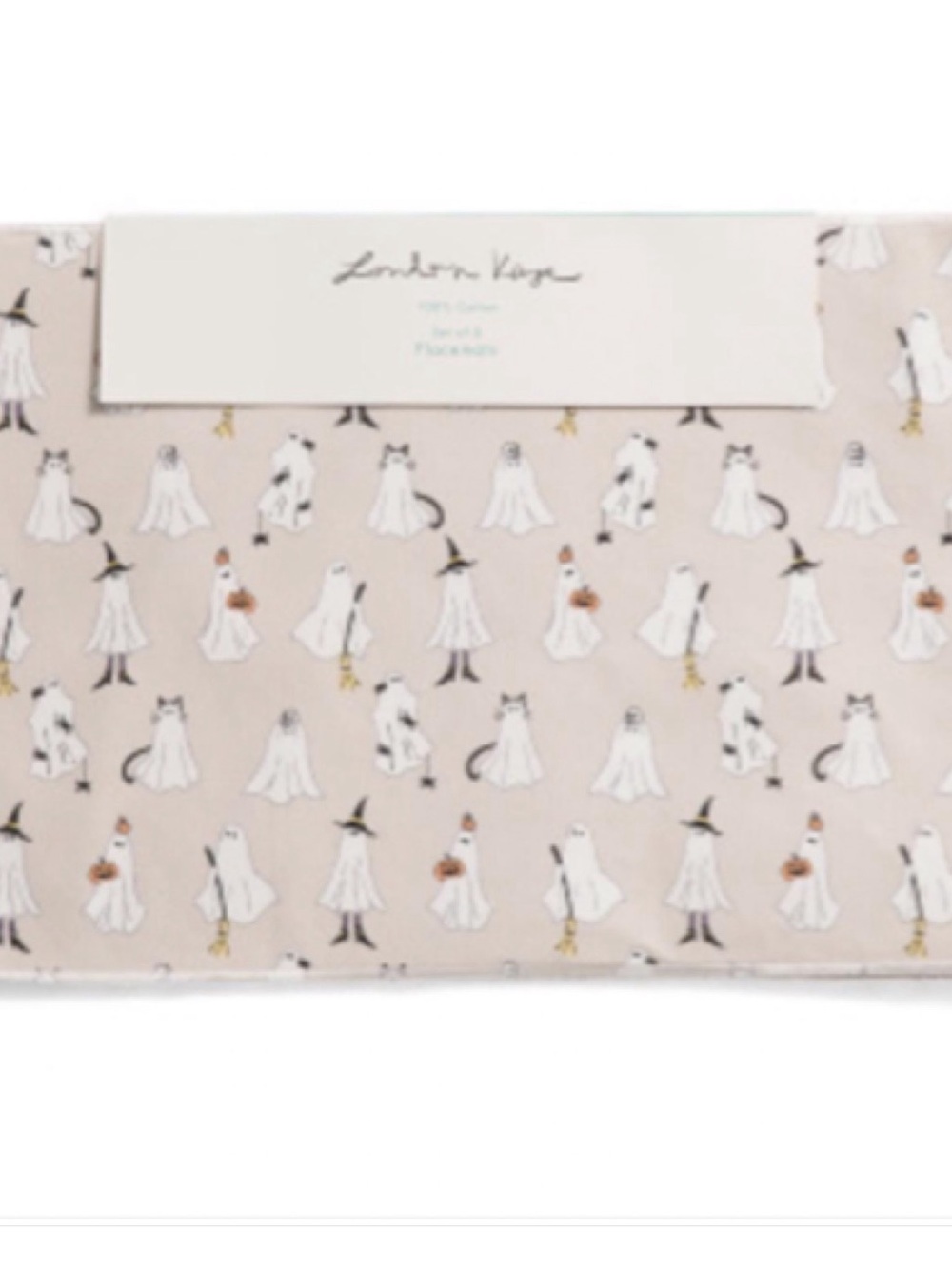 London Kaye Brand Halloween Cloth linen 4 Placemats Ghostly Dreams print. New!